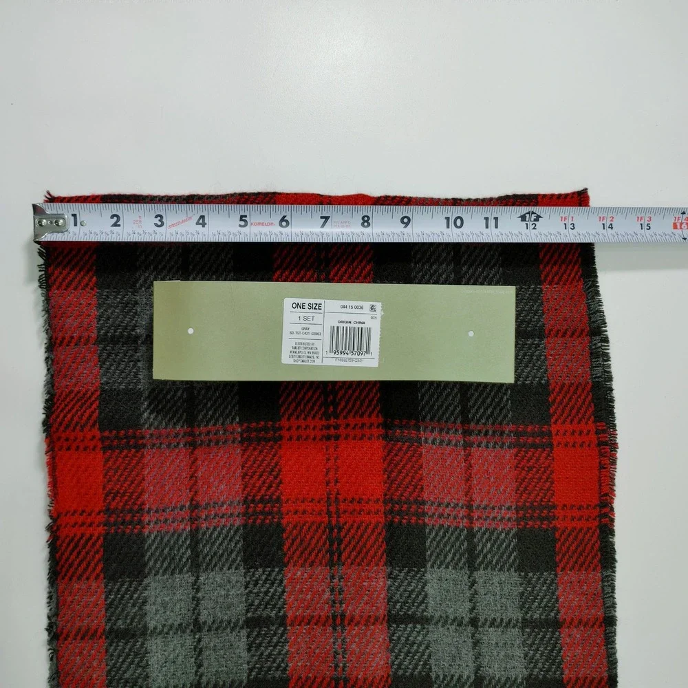 Goodfellow‎ & Co Eco Plaid Scarf and Beanie Set Red Black Gray One Size